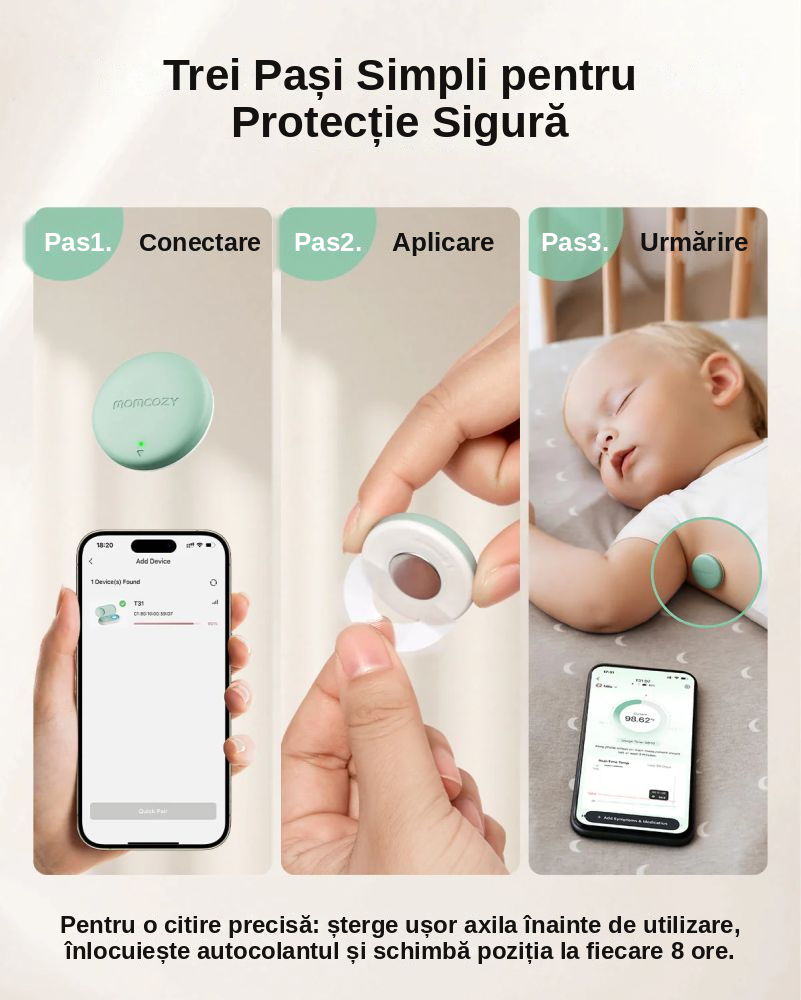 Termometru smart pentru bebelusi Momcozy T31 cu aplicatie [8]