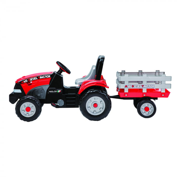 Tractor Peg Perego Maxi Diesel, w trailer, 2 ani +, Rosu Negru