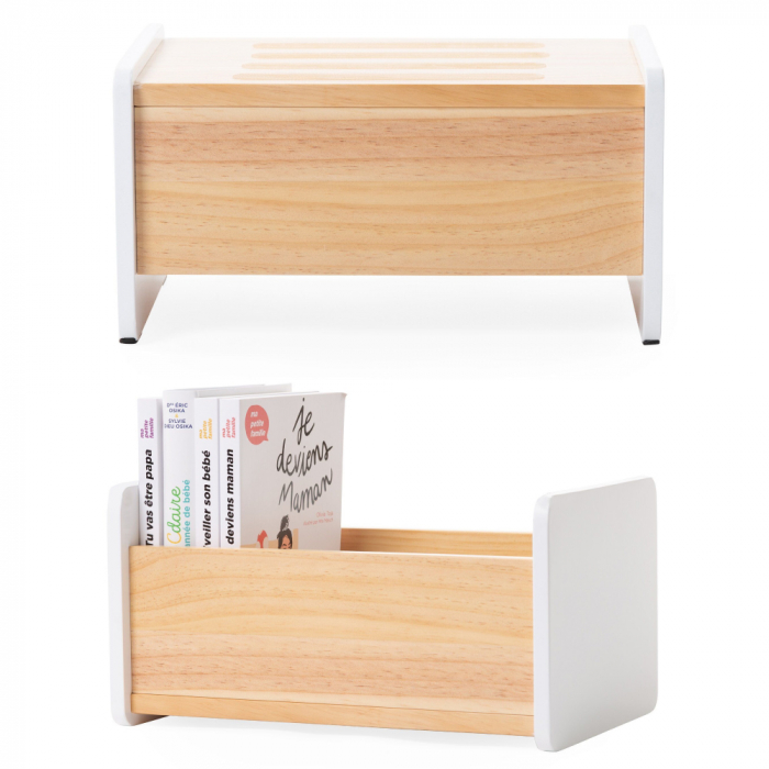 Treapta inaltator Childhome 35x23x18 cm Lemn Natural/Alb [2]