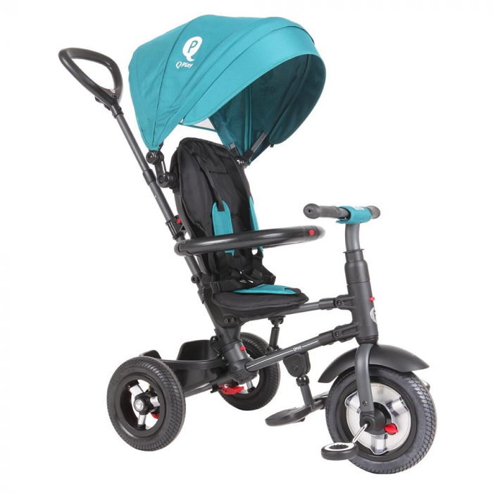 Tricicleta cu roti de cauciuc Qplay Rito Rubber Albastru Deschis [3]
