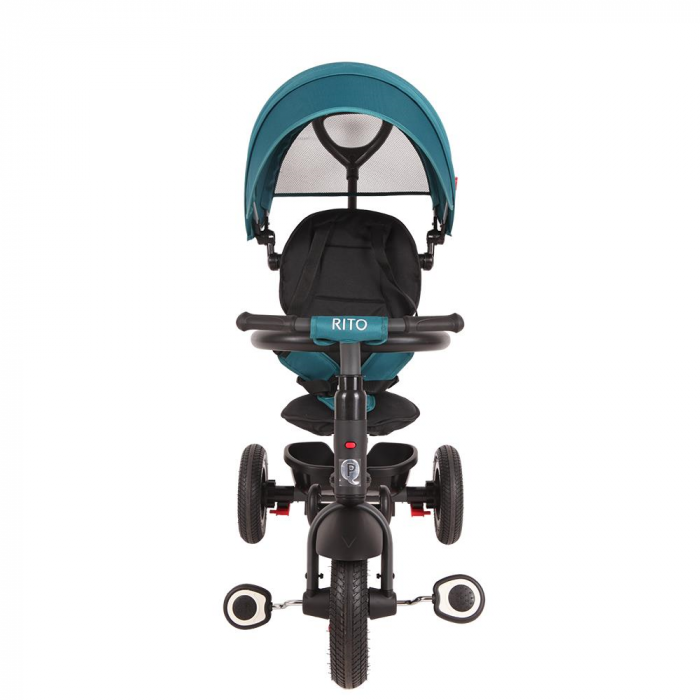 Tricicleta cu roti de cauciuc Qplay Rito Rubber Albastru Deschis [4]
