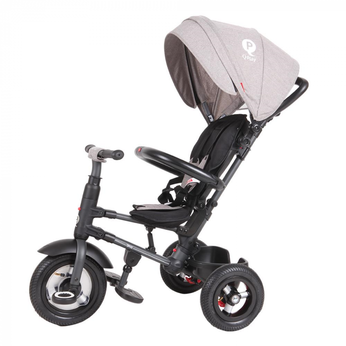 Tricicleta cu roti de cauciuc Qplay Rito Rubber Gri [3]