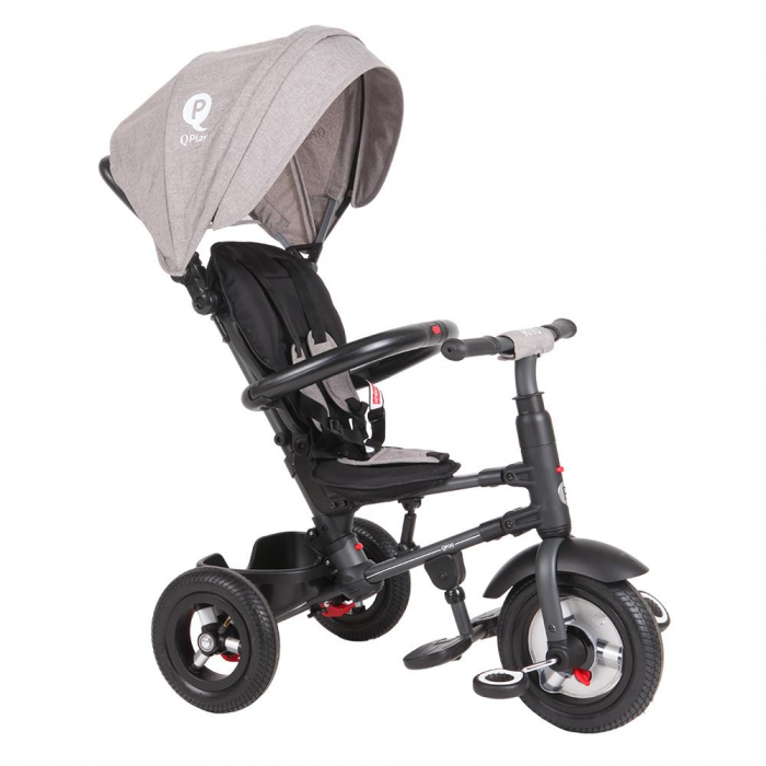 Tricicleta cu roti de cauciuc Qplay Rito Rubber Gri [4]