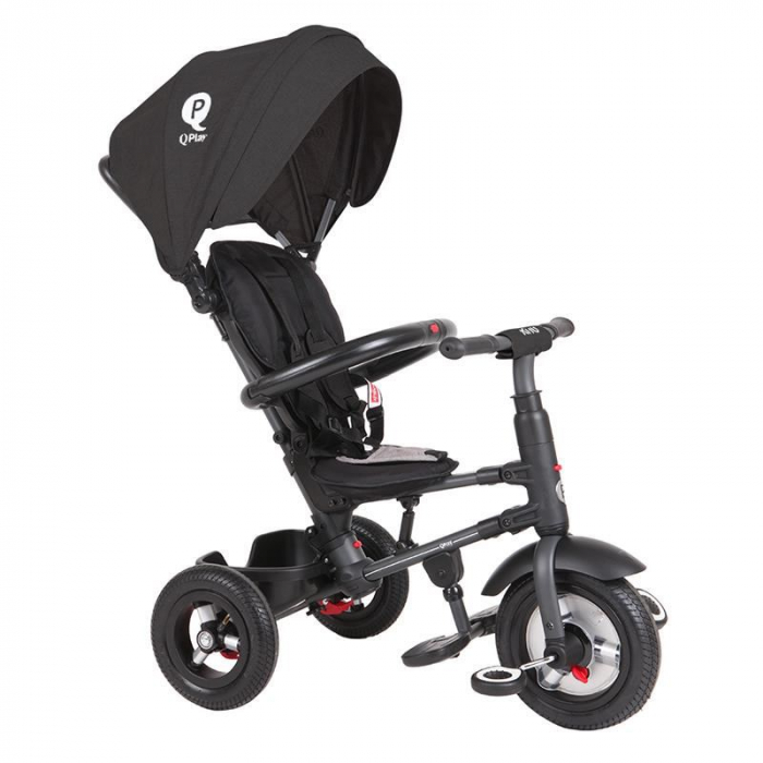 Tricicleta cu roti de cauciuc Qplay Rito Rubber Negru [6]
