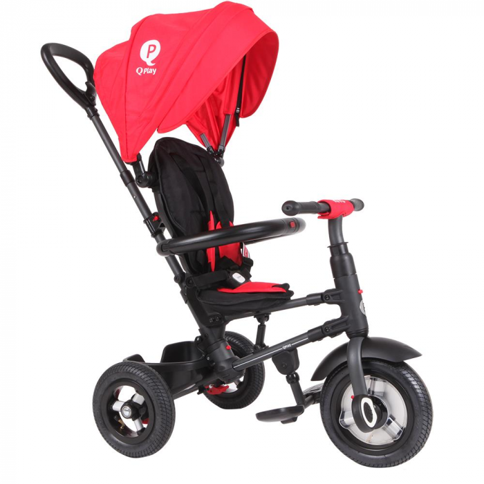 Tricicleta cu roti de cauciuc Qplay Rito Rubber Rosu [4]