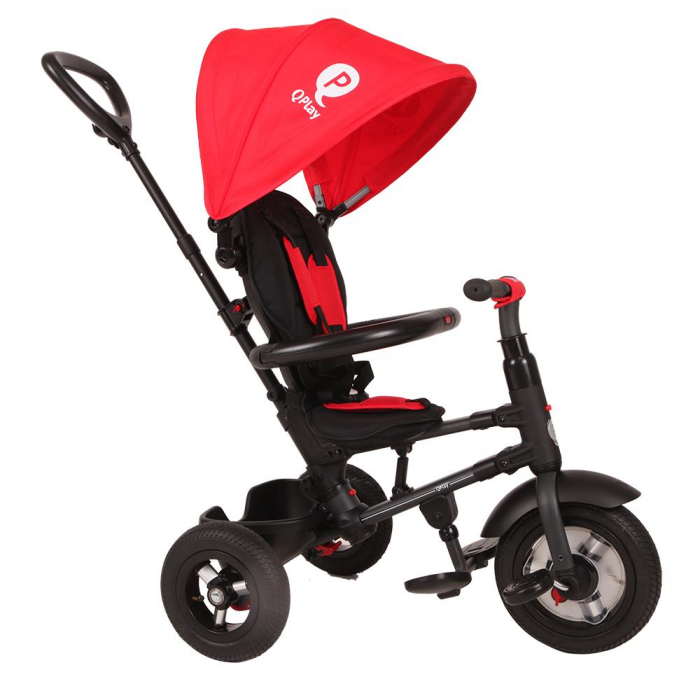 Tricicleta cu roti de cauciuc Qplay Rito Rubber Rosu [2]