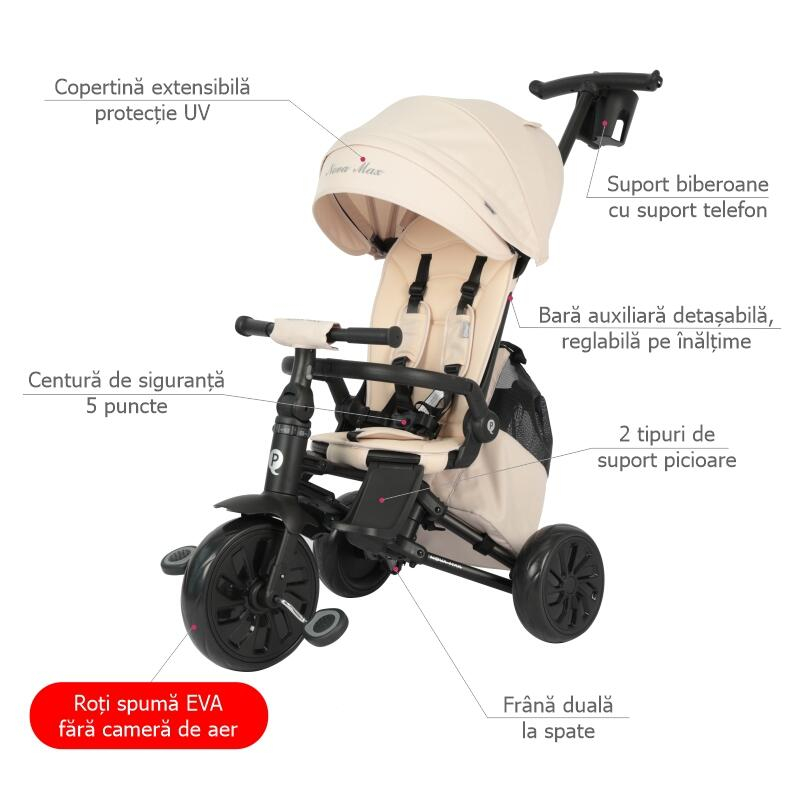 Tricicleta ultrapliabila Qplay Nova MAX Bej [12]