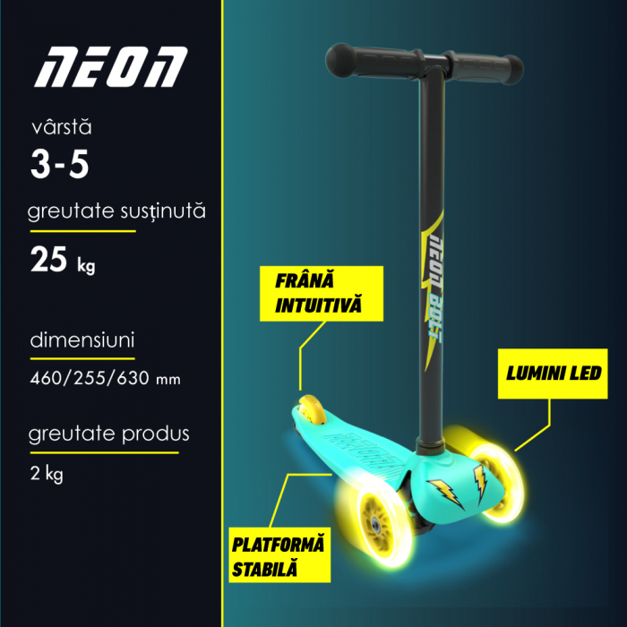Trotineta cu 3 roti Neon Bolt Green-Resigilat [5]
