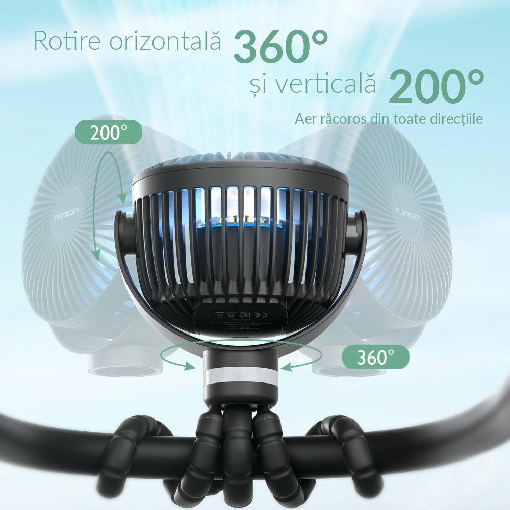 Ventilator portabil pentru carucior Momcozy Black [3]