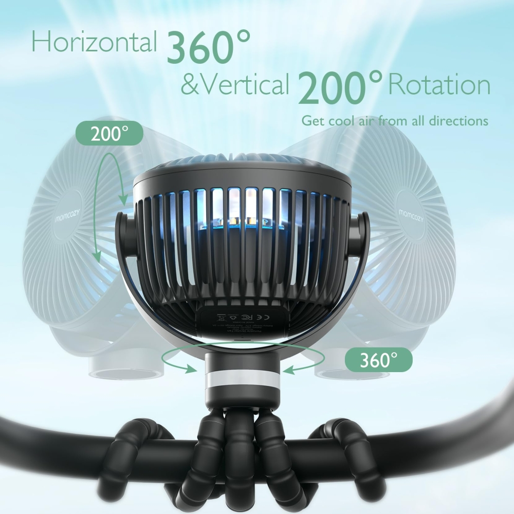 Ventilator portabil pentru carucior Momcozy Black [3]