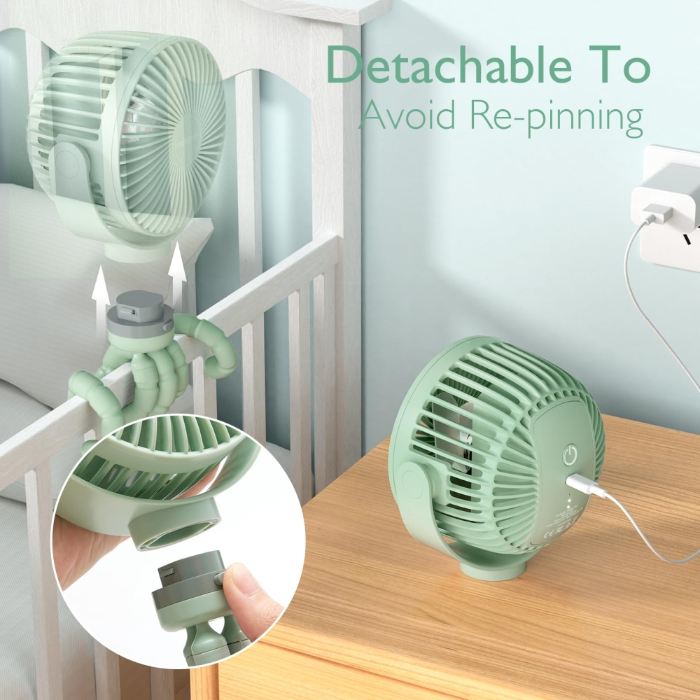 Ventilator portabil pentru carucior Momcozy Green [4]