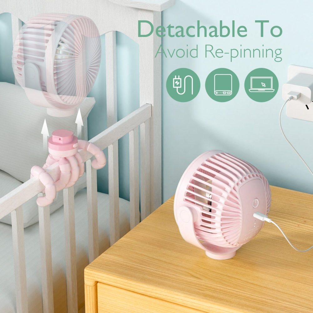 Ventilator portabil pentru carucior Momcozy Pink [7]