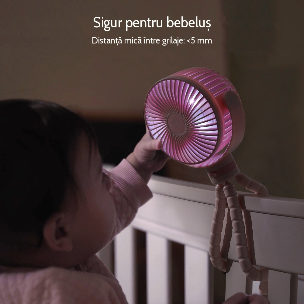 Ventilator portabil pentru carucior Momcozy Pink [6]