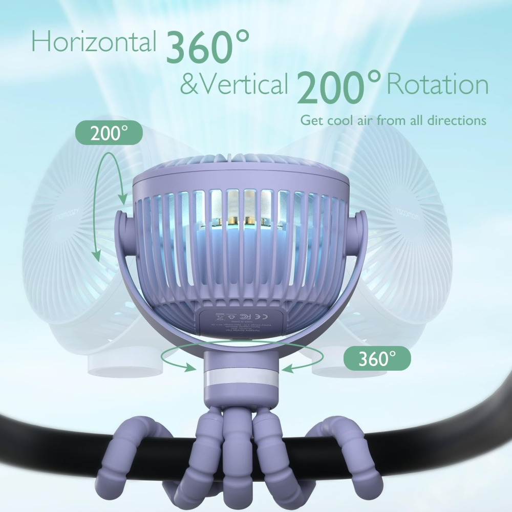 Ventilator portabil pentru carucior Momcozy Purple [5]