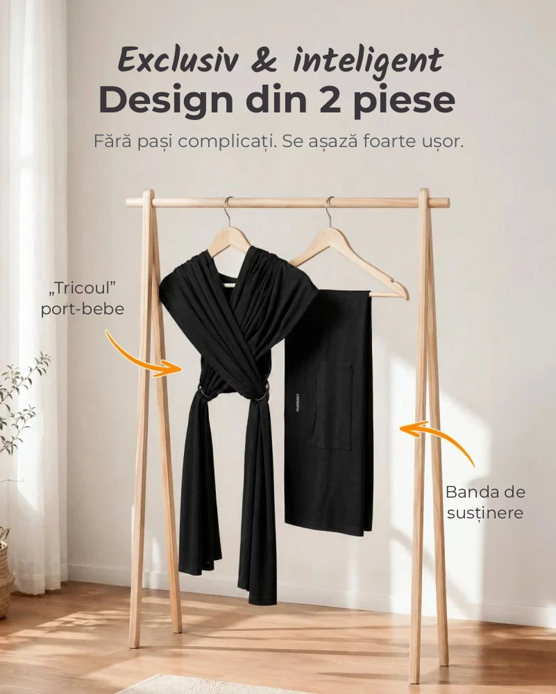 Wrap elastic bebe Momcozy Black, de la nastere [2]