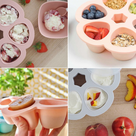 Recipient ermetic silicon multiportii 6x90 ml Beaba Old Pink [4]