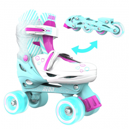 Sporturi Copii - Role 2 in 1 Neon Combo Skates marime 34-37 Teal Pink - Resigilate