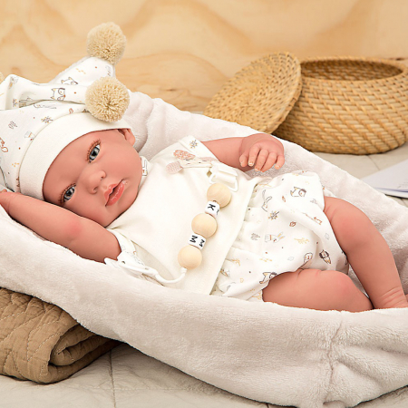 Papusa Reborn bebelus realist Arias Aday 40 cm si cos Beige [6]