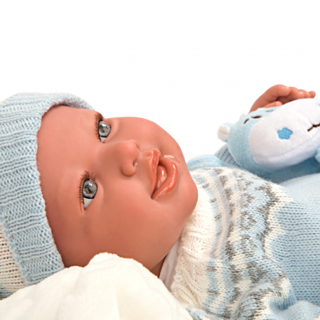 Papusa Reborn bebelus realist Arias Ibai 45 cm cu patura si animal de plus [1]