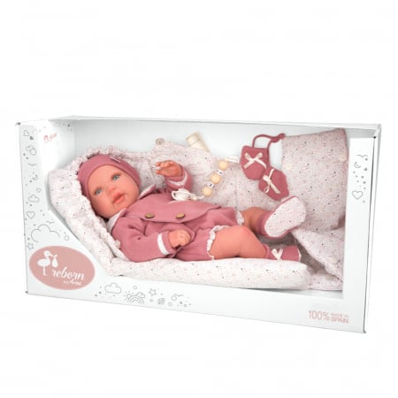 Papusa Reborn bebelus realist Arias Mia 45 cm si sac de dormit [4]