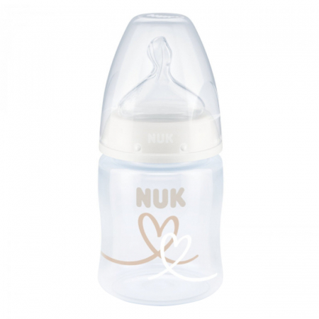 Biberoane tetine suzete - Biberon Nuk First Choice PP 150 ml Control Temperatura Tetina Silicon M 0-6 luni Inimioare