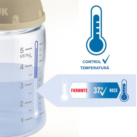 Biberon Nuk First Choice Sticla 120 ml Control Temperatura Tetina Latex M 0-6 luni Bleu [1]