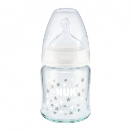 Biberon Nuk First Choice Sticla 120 ml Control Temperatura Tetina Silicon M 0-6 luni Alb [0]