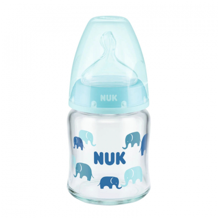 Biberon Nuk First Choice Sticla 120 ml Control Temperatura Tetina Silicon M 0-6 luni Bleu [0]
