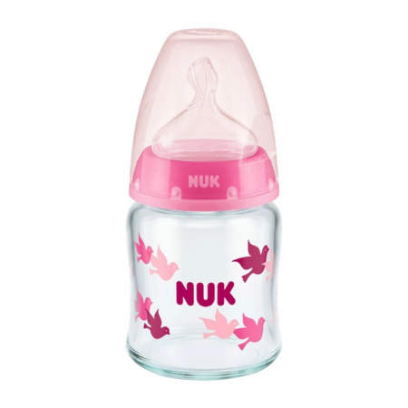 Biberon Nuk First Choice Sticla 120 ml Control Temperatura Tetina Silicon M 0-6 luni Roz [0]