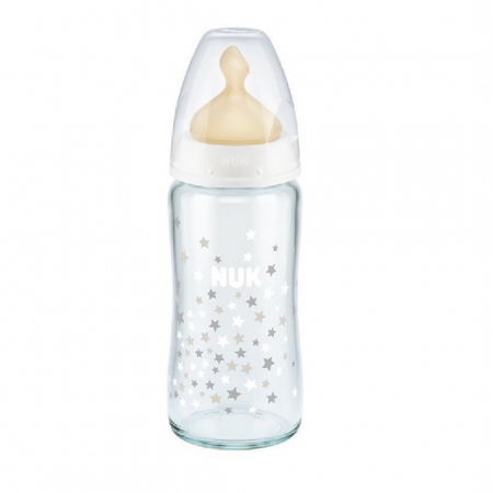 Biberon Nuk First Choice Sticla 240 ml Control Temperatura Tetina Latex M 0-6 luni Alb [0]