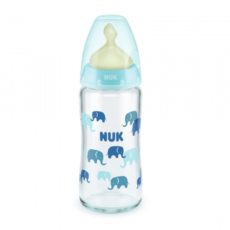 Biberon Nuk First Choice Sticla 240 ml Control Temperatura Tetina Latex M 0-6 luni Bleu [0]