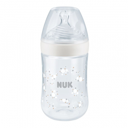 Biberon Nuk Nature Sense PP 260 ml Control Temperatura Tetina Silicon M 6-18 luni Alb [0]