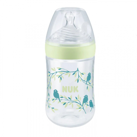 Biberon Nuk Nature Sense PP 260 ml Control Temperatura Tetina Silicon M 6-18 luni Verde [0]
