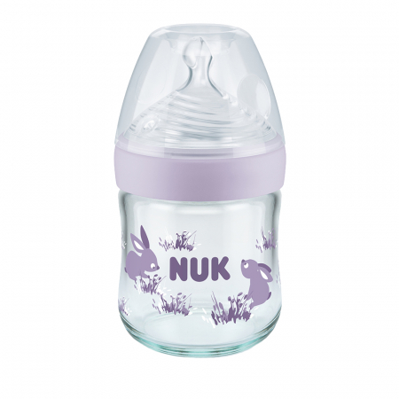 Biberon Nuk Nature Sense Sticla 120 ml Control Temperatura Tetina Silicon S 0-6 luni Mov [0]