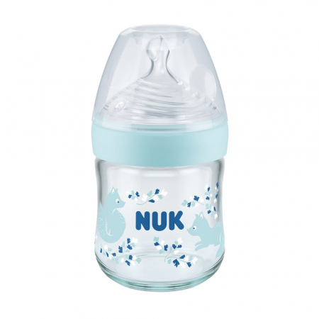 Biberon Nuk Nature Sense Sticla 120 ml Control Temperatura Tetina Silicon S 0-6 luni Turcoaz [0]
