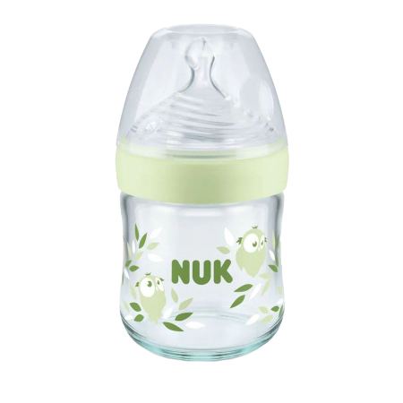 Biberon Nuk Nature Sense Sticla 120 ml Control Temperatura Tetina Silicon S 0-6 luni Verde [0]