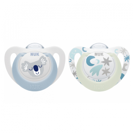 Suzeta Nuk Star Day & Night Silicon 0-6 luni M1 Bleu, Set 2 Bucati