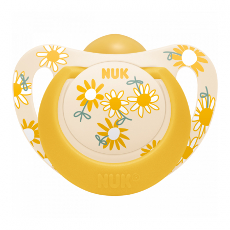 Biberoane tetine suzete - Suzeta Nuk Star Latex 6-18 luni Galben