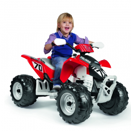ATV Peg Perego Polaris Outlaw 330 W, 12V, 3 ani+, Negru / Rosu [10]