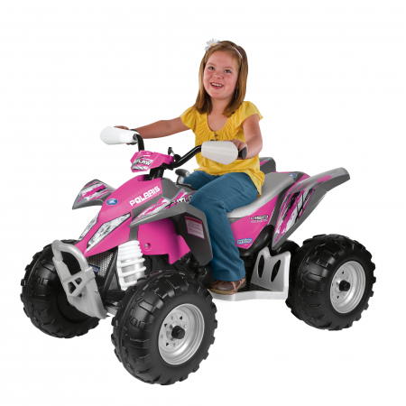 ATV Peg Perego Polaris Outlaw Pink Power, 12V, 3 ani+, Roz/Gri [8]