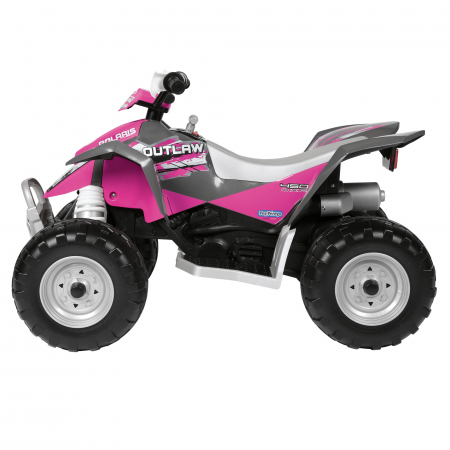 ATV Peg Perego Polaris Outlaw Pink Power, 12V, 3 ani+, Roz/Gri [3]