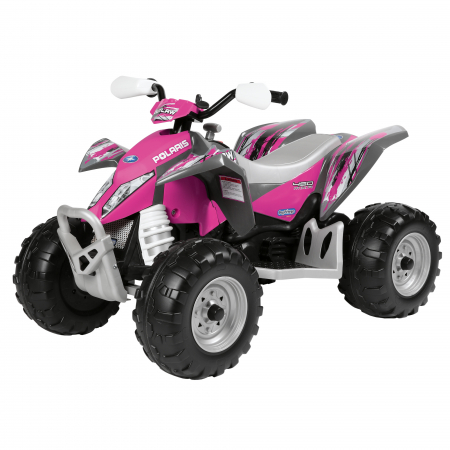 ATV Peg Perego Polaris Outlaw Pink Power, 12V, 3 ani+, Roz/Gri [7]