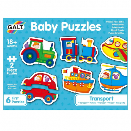 Jocuri tip puzzle - Baby Puzzles Galt - Set de 6 puzzle-uri Transport (2 piese)