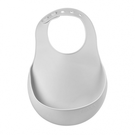 Articole hranire copii - Baveta silicon Beaba Light Grey