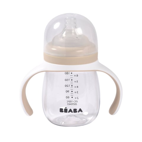 Biberoane tetine suzete - Biberon de invatare 2 in 1 din Tritan Beaba 210 ml Clay