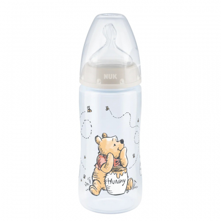 Biberon Nuk First Choice PP 300 ml Control Temperatura Tetina Silicon M 0-6 luni Disney Winnie Gri [0]