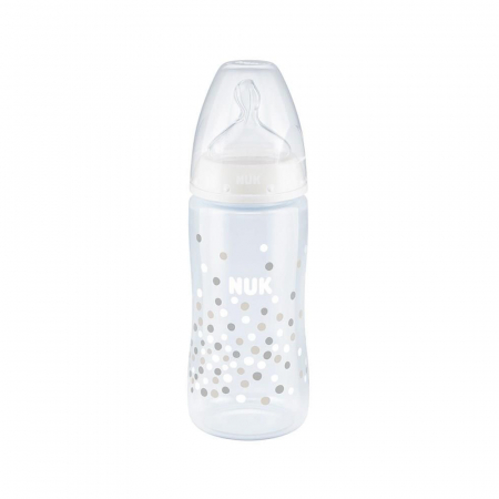 Biberon Nuk First Choice Plus Control Temperatura 300 ml Tetina Silicon M 0-6 luni Alb [0]