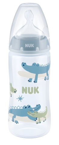 Biberoane tetine suzete - Biberon Nuk First Choice PP 300 ml, Control Temperatura, Tetina Silicon 0-6 luni, Albastru Animale