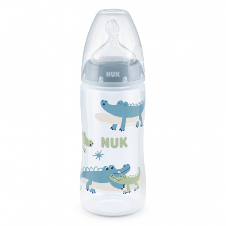 Biberon Nuk First Choice PP 300 ml, Control Temperatura, Tetina Silicon M, 0-6 luni, Crocodil [0]