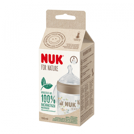 Biberon Nuk for Nature PP 150 ml, Control Temperatura, Tetina Silicon S, Crem [0]